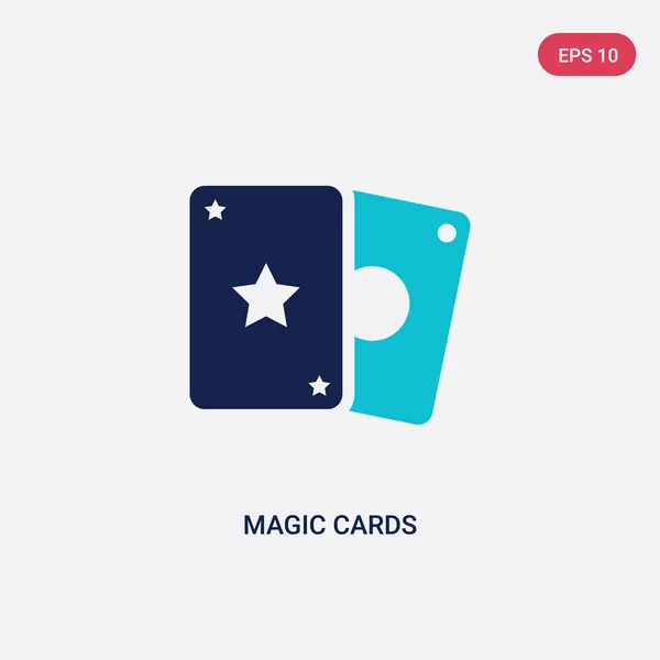 Dos tarjetas de color mágico icono de vectores de entretenimiento y arcade — Vector de stock