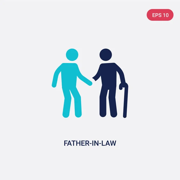 Dos color padre-en-ley icono vectorial de las relaciones familiares cóncavo — Vector de stock