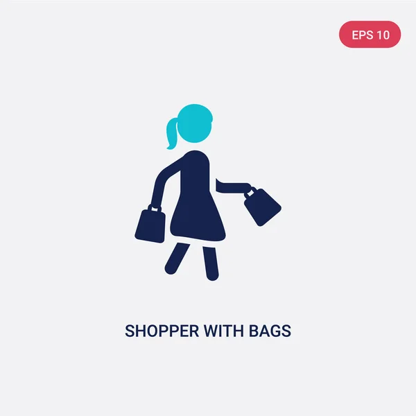 Två färg shopper med påsar vektor ikon från Commerce Concept. I — Stock vektor