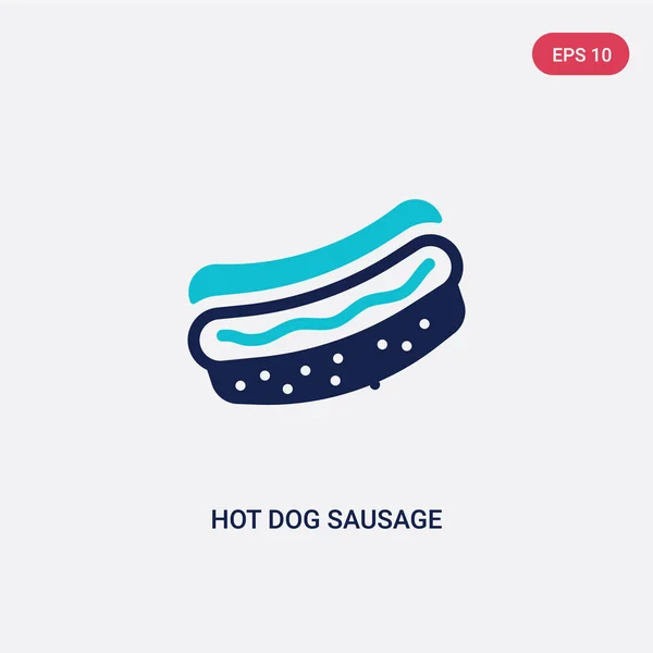 Salsicha de cachorro-quente de duas cores no ícone do vetor de pão do foo americano — Vetor de Stock