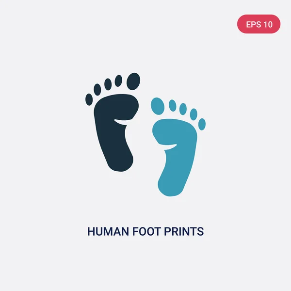 Duas cores do pé humano imprime ícone vetor de formas conceito. iso — Vetor de Stock
