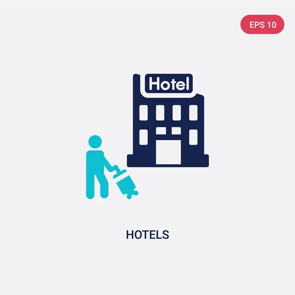 Dwa kolorowe Hotele ikona wektora z wakacji koncepcji. izolowane Blu — Wektor stockowy