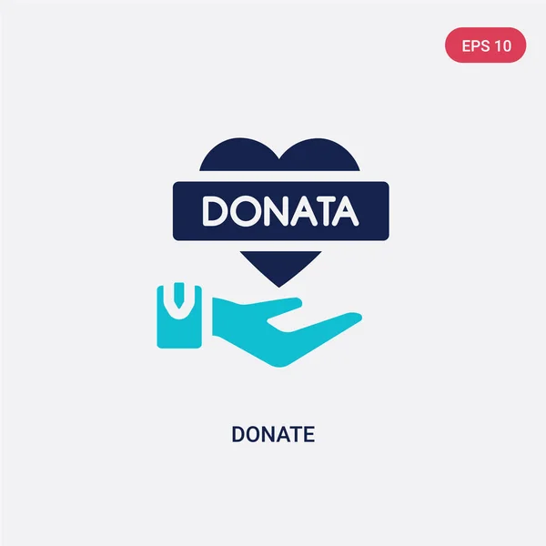 Dos colores donar icono de vector de concepto de caridad. azul aislado — Vector de stock