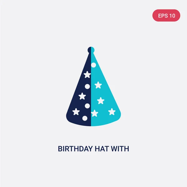 Sombrero de cumpleaños de dos colores con puntos y estrellas icono de vector de fash — Archivo Imágenes Vectoriales