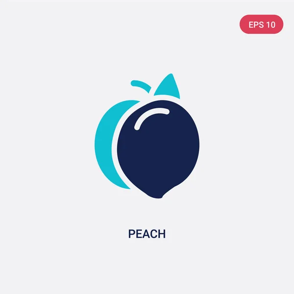Dos color melocotón vector icono de concepto de frutas. azul aislado p — Vector de stock