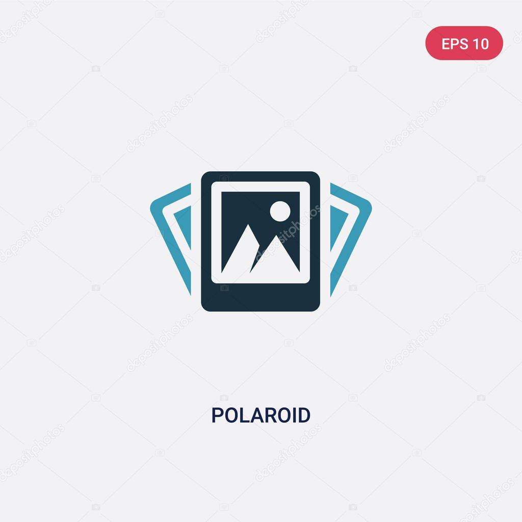 two color polaroid vector icon from travel concept. isolated blu