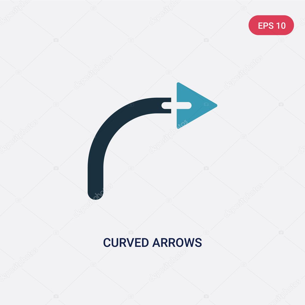 two color curved arrows vector icon from user interface concept.