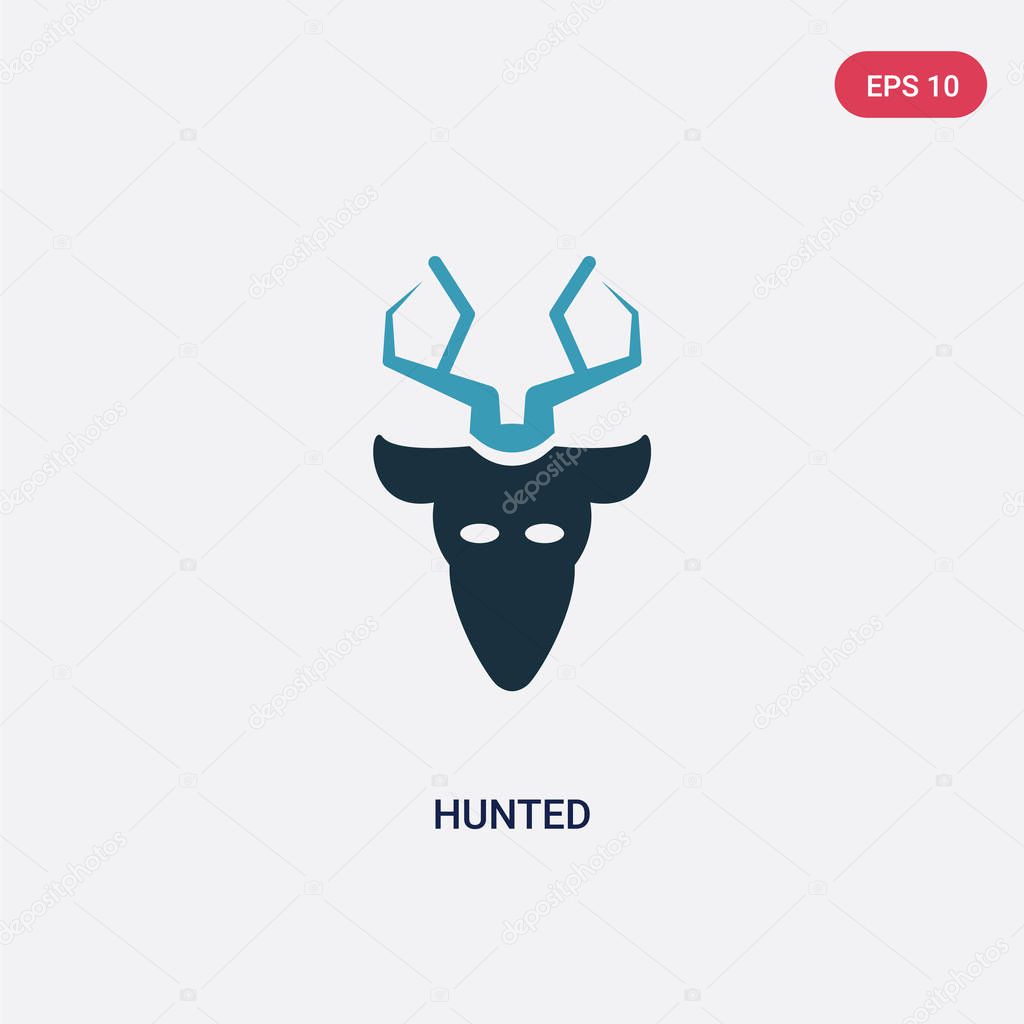 two color hunted vector icon from animals concept. isolated blue