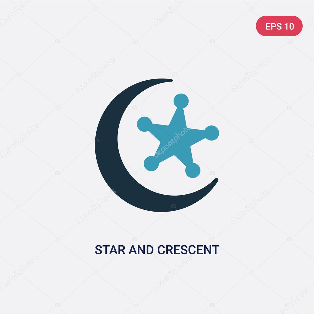two color star and crescent moon vector icon from religion-2 con