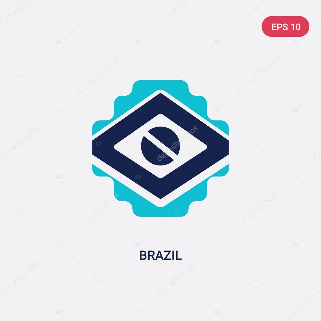 two color brazil vector icon from brazilia concept. isolated blu