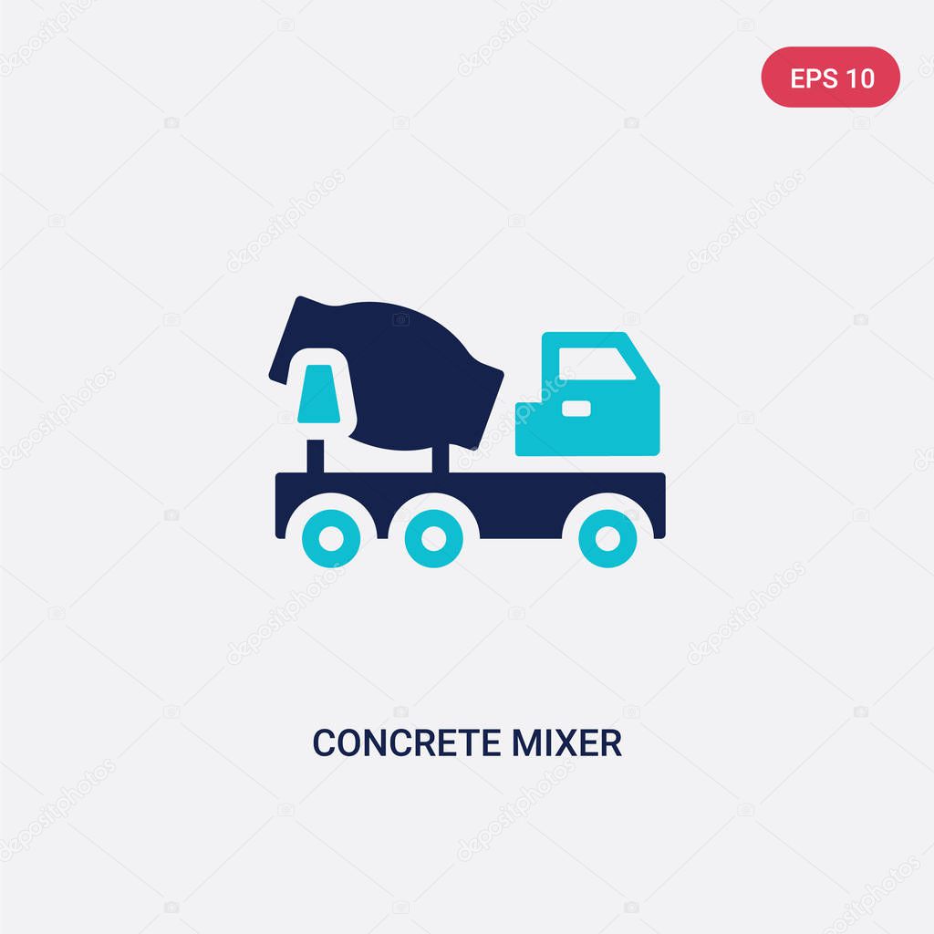 two color concrete mixer vector icon from construction tools con