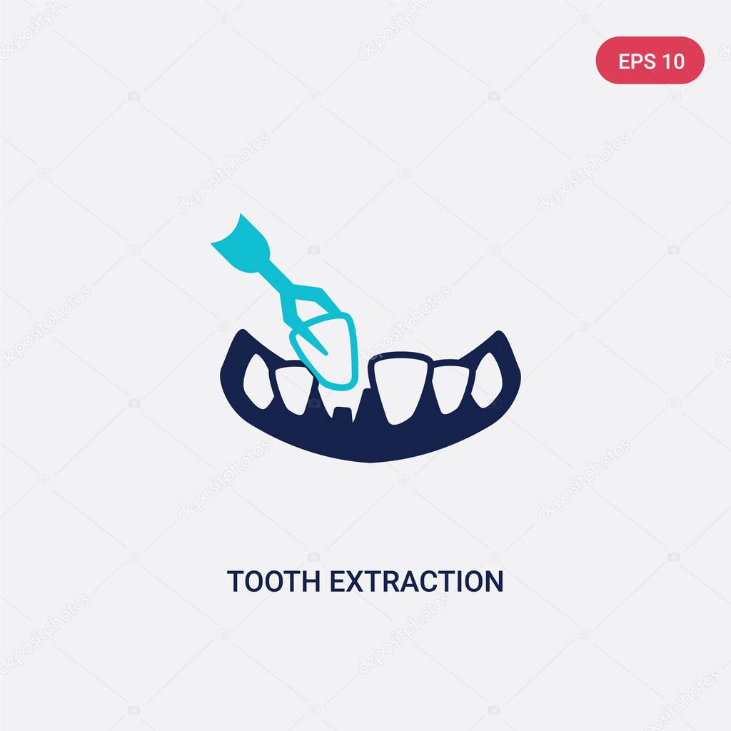 two color tooth extraction vector icon from dentist concept. iso