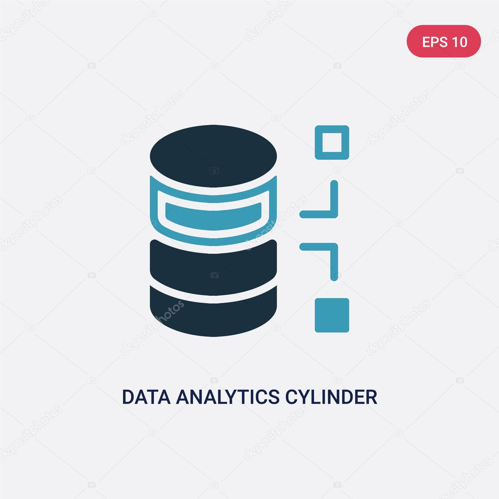 two color data analytics cylinder vector icon from user interfac