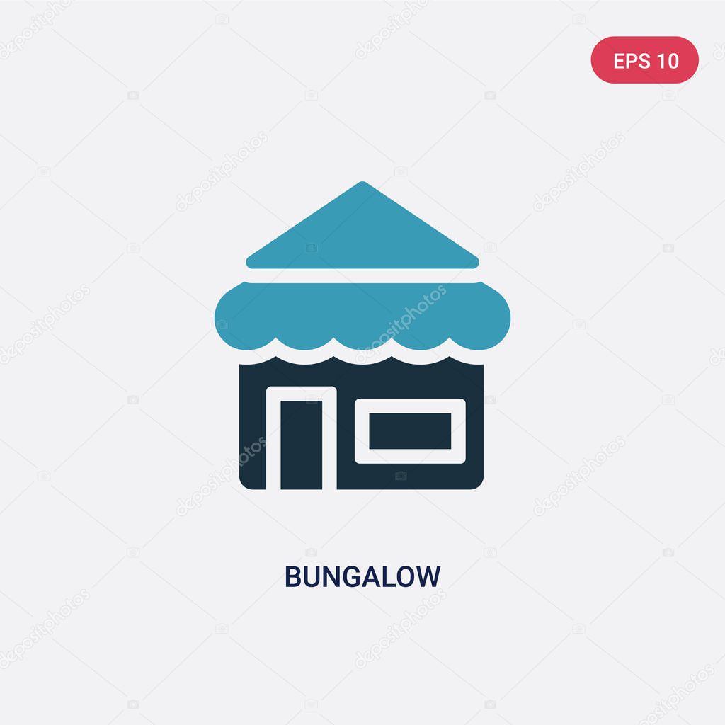 Two color bungalow vector icon from travel 2 concept. isolated blue bungalow vector sign symbol can be use for web, mobile and logo. eps 10