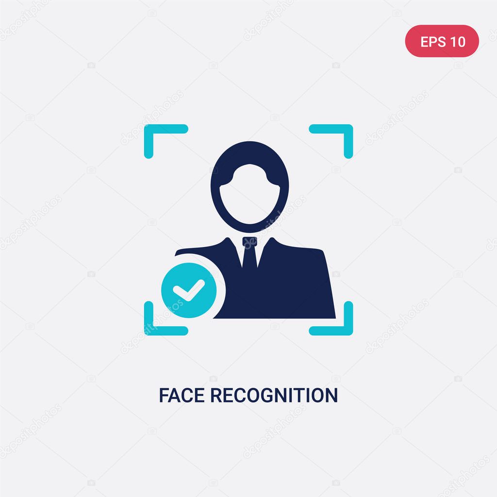 two color face recognition vector icon from artificial intellege