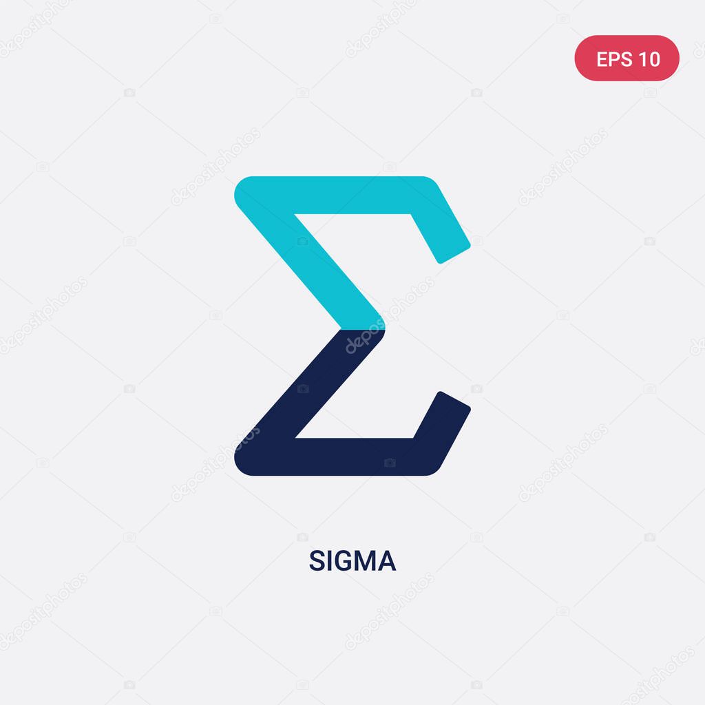 two color sigma vector icon from greece concept. isolated blue s