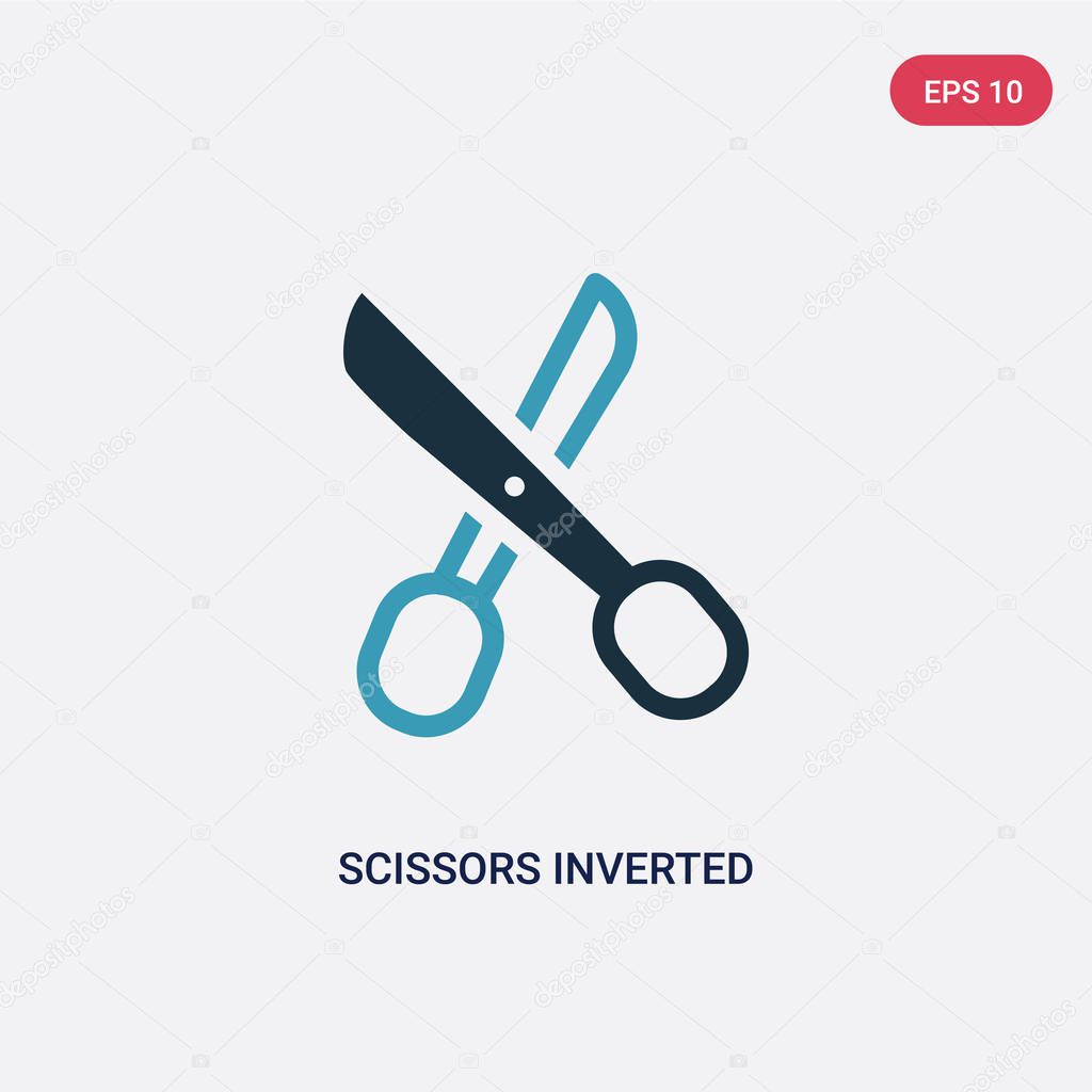 two color scissors inverted view vector icon from woman clothing