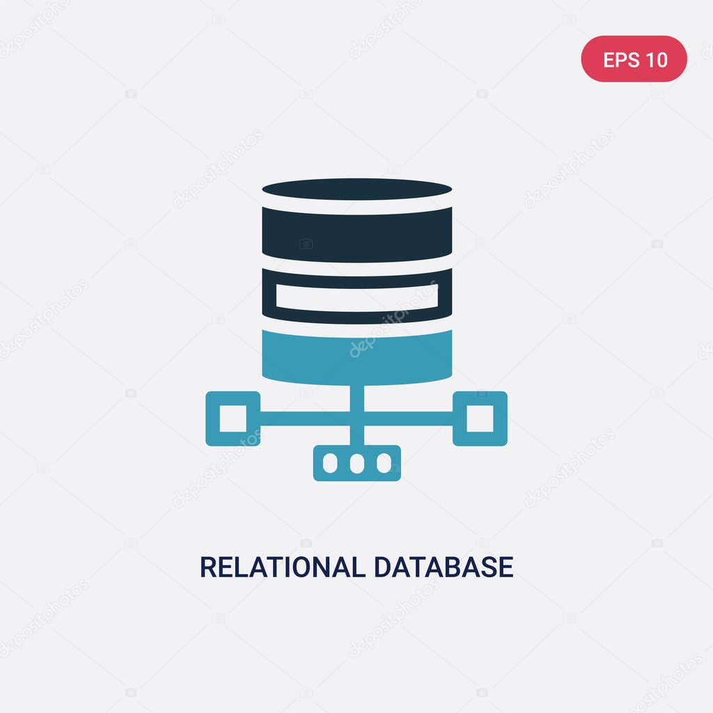 two color relational database management system vector icon from