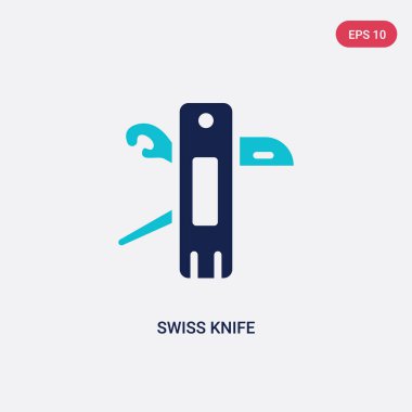 kamp konseptinden iki renkli İsviçre bıçak vektör simgesi. Izole