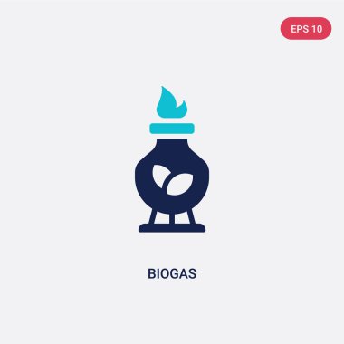 ekoloji kavramından iki renkli biyogaz vektör simgesi. izole mavi