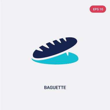 gıda kavramından iki renkli baget vektör simgesi. izole mavi 