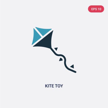oyuncaklar kavramından iki renkli uçurtma oyuncak vektör simgesi. izole mavi 