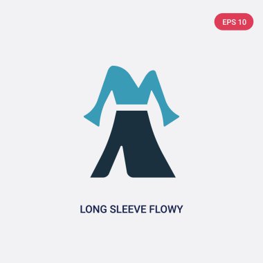 kadın clothin iki renk uzun kollu akışlı elbise vektör simgesi
