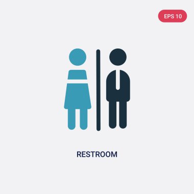 müze konseptinden iki renkli tuvalet vektör simgesi. izole blu