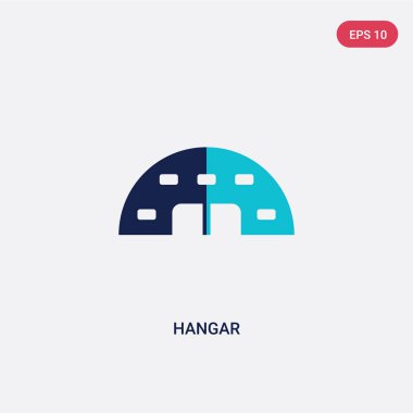 havaalanı terminal konseptinden iki renkli hangar vektör simgesi. isol