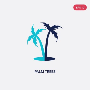 tatil kavramından iki renkli palmiye ağaçları vektör simgesi. Izole