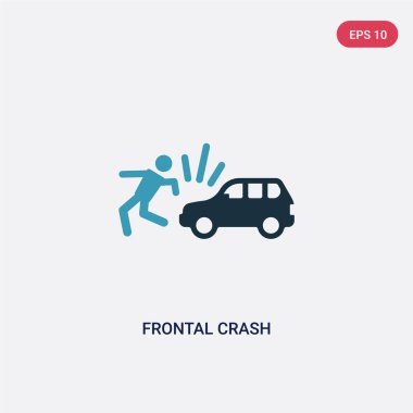 sigorta kavramından iki renkli frontal çarpışma vektör simgesi. isol