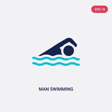 spor salonu ve fitness konsepti iki renk adam yüzme vektör simgesi.