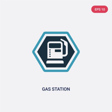 işaretler kavramından iki renkli benzin istasyonu vektör simgesi. izole b