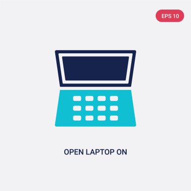two color open laptop on vector icon from computer concept. isol