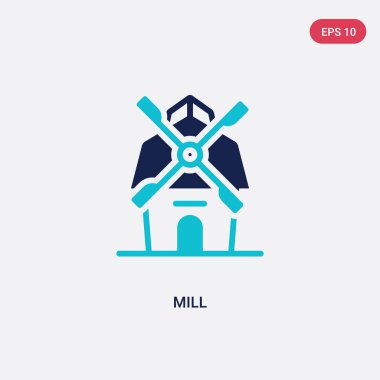 vahşi batı kavramından iki renk değirmeni vektör simgesi. izole mavi