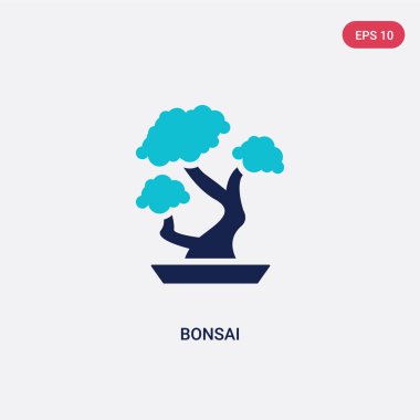 ekoloji kavramından iki renk bonsai vektör simgesi. izole mavi