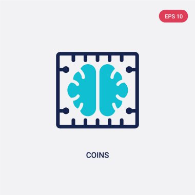 yapay zeka kavramından iki renkli sikke vektör simgesi