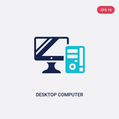 eğitim kavramından iki renkli masaüstü bilgisayar vektör simgesi. Ⅰ
