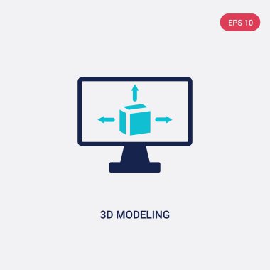 genel-1 kavramından iki renkli 3d modelleme vektör simgesi. isolat
