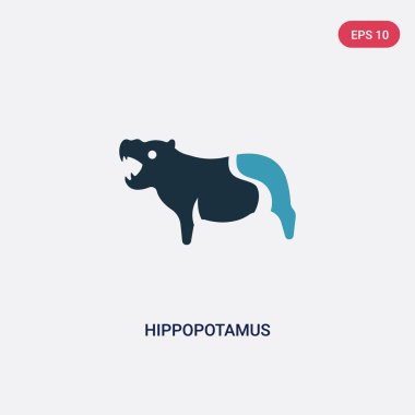 hayvanlar kavramından iki renk su aygırı vektör simgesi. Yalıt