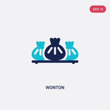 gıda kavramından iki renk wonton vektör simgesi. izole mavi wo