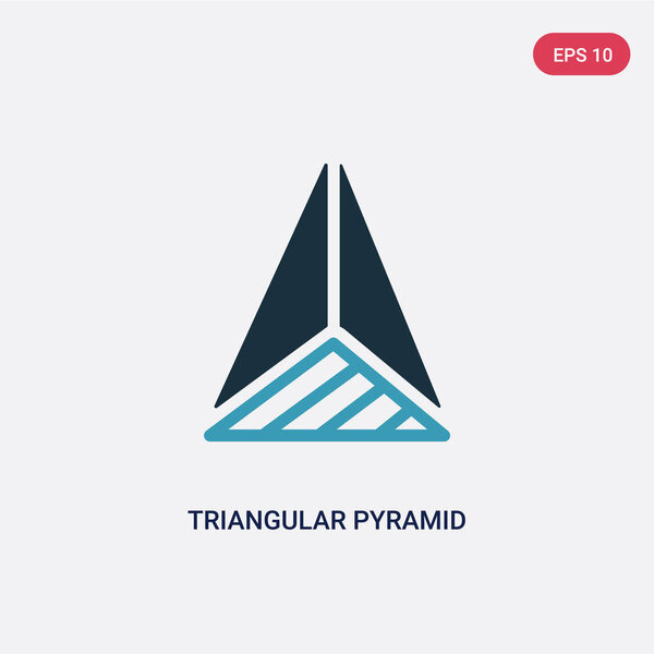 two color triangular pyramid from top view vector icon from shap