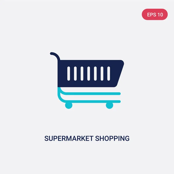 Twee kleuren supermarkt winkelwagen vector icoon van Commerce co — Stockvector