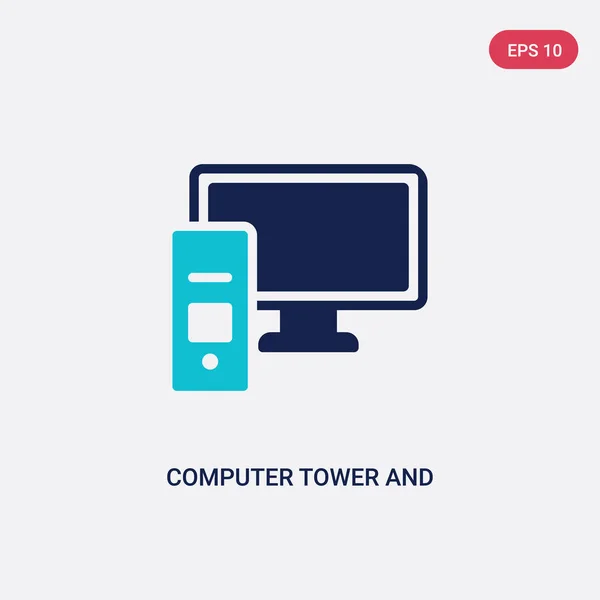 Due torre del computer a colori e monitorare l'icona vettoriale dal computer c — Vettoriale Stock