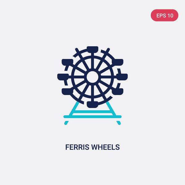 two color ferris wheels vector icon from business concept. isola