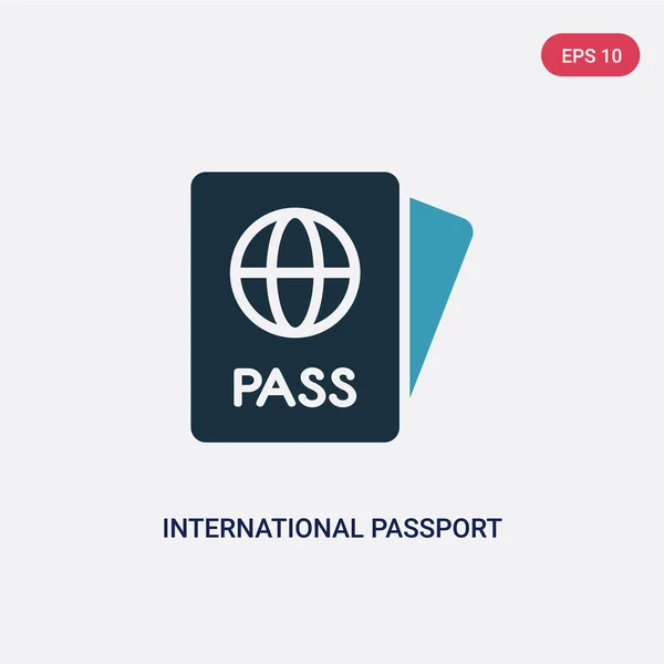 Teknoloji con iki renkli uluslararası pasaport vektör simgesi — Stok Vektör