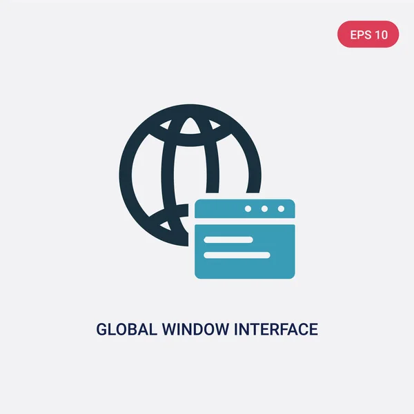 Ícone de vetor de interface de janela global de duas cores do usuário interfac — Vetor de Stock