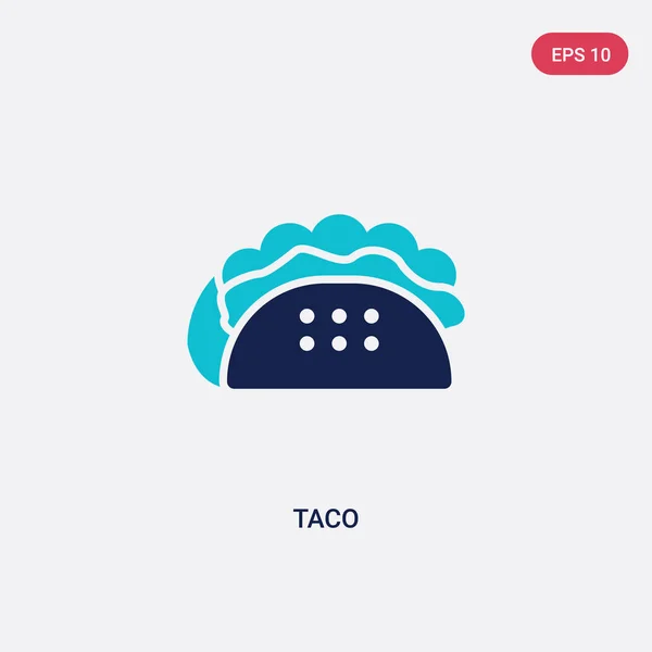 Dos color taco vector icono de concepto de comida rápida. azul aislado — Vector de stock