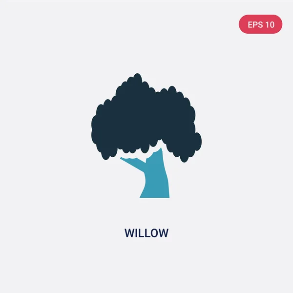 Dos icono de color Willow vector de concepto de la naturaleza. azul aislado — Archivo Imágenes Vectoriales