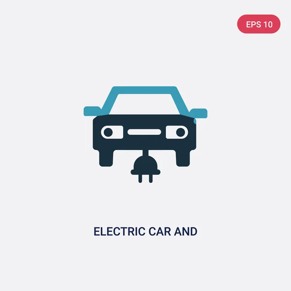 two color electric car and plug vector icon from mechanicons con
